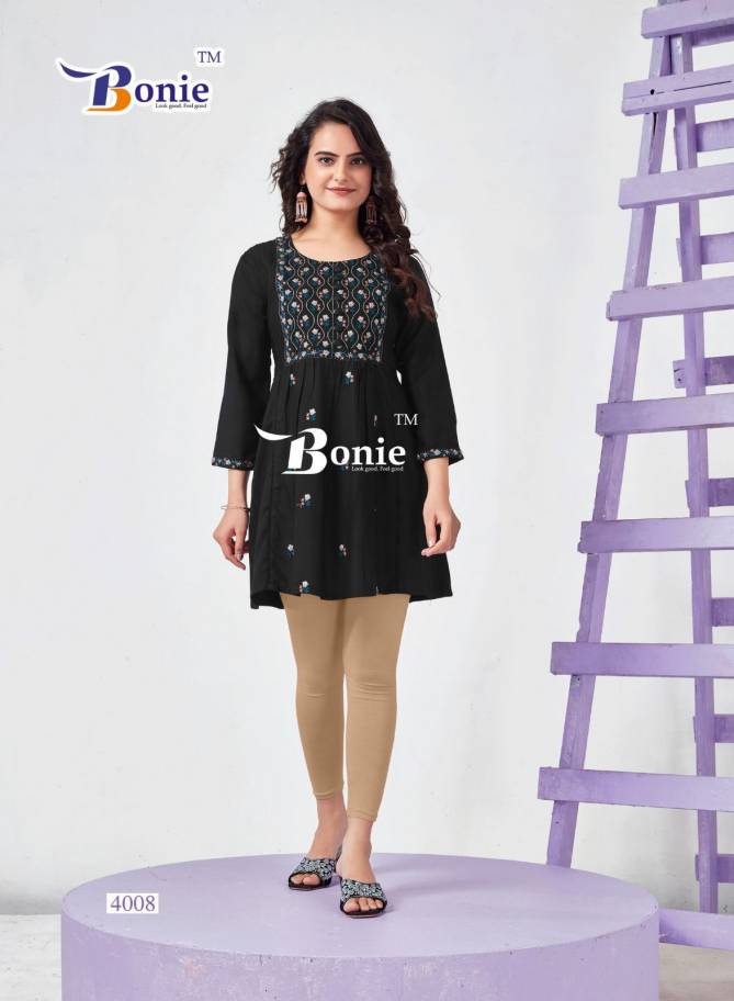 Adore 4 By Bonie Embroidery Rayon Ladies Short Top Wholesale Market In Surat
